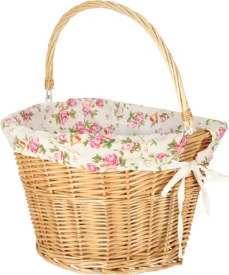 Produktbild von KIK KX4337: Vorderer Fahrradkorb aus Rattan mit Schnellverschluss, inklusive Blumenaufsatz
