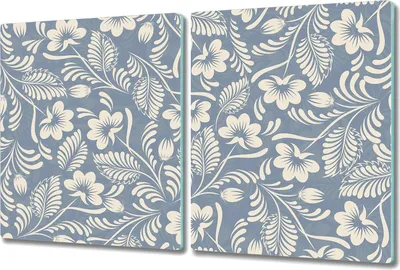 Produktbild von Glas-Herdabdeckplatte Glaskeramikkochfeld-Abdeckung Spritzschutz - 2x 40x52 cm - Volksblaue Blau Grau
