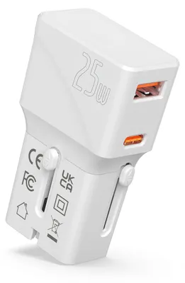 Obrázek produktu pro Cestovní nabíječka VALUE USB s eurozástrčkou, britskou a americkou zástrčkou, 2 porty (Typ A QC3.0, Typ C PD), 25 W