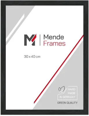 Produktbild von MendeFrames Holzrahmen H300 Klassisch schwarz 15x21 cm Museumsglas