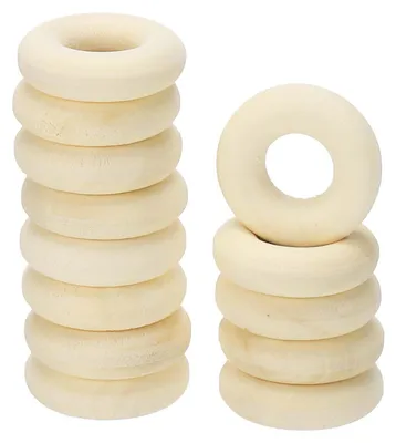 Holzringe 15 mm, 60 Stück, natur, unfertig, für Makramee & Basteln