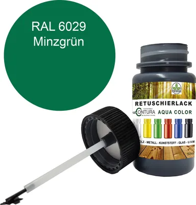 Produktbild von Reparaturlack Lackstift RAL Lack Pinselflasche 50ml. Farbe Holz Metall Möbel Auto Bad Retuschierlack - RAL 6029 Minzgrün