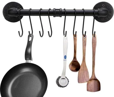 Produktbild von Famanu Buispannenrek mit 8 Haken - Wandmontage, praktisch und stilvoll