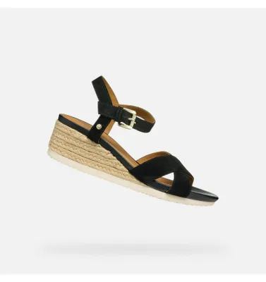 Produktbild von Geox Schwarze Damensandalen von Ischia Corda 38,5
