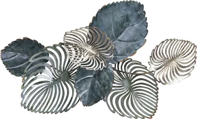 Image de BELIANI Décoration murale en métal or et bleu 88 x 55 cm en forme de feuilles design exotique accessoires d'intérieur boho moderne