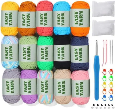 Produktbild von 15 Stück Easy Garn für Anfänger, Gdickes Baumwollgarn zum Häkeln