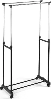 Image de Portemanteau sur roulettes Kipit noir acier inoxydable plastique 80 x 43 x 160 cm
