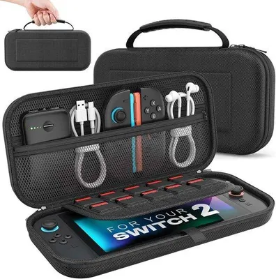 Obrázek produktu pro Pouzdro pro Nintendo Switch 2 – ochranné pouzdro – cestovní taška – taška na kazety a příslušenství – černá