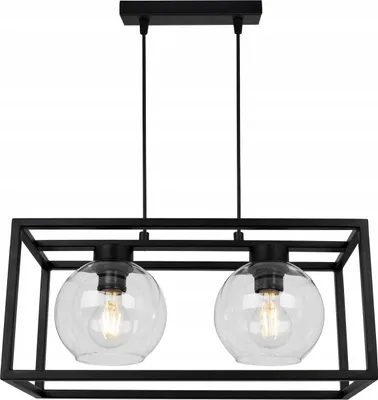 Obrázok produktu pre Haga Cage Pendant Lamp - Stropné svietidlo do obývačky, spálne a jedálne - Kovové a sklenené závesné svietidlo - E27 - Transparentné - 2 plamene