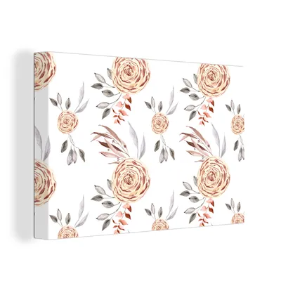 Produktbild von OneMillionCanvasses® - Leinwandbilder - 150x100 cm, Rosen - Gold - Braun - Weiß, Wandbilder Kunstdruck Wanddekoration