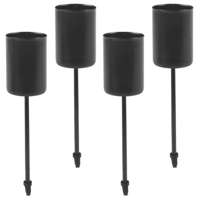 Kerzenhalter-Set, 4 Stück, Metall, schwarz, für Adventskranz, 11 cm