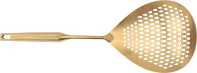 Zdjęcie produktu dla Łopatka do skimowania 304 ze stali nierdzewnej klasy spożywczej z długą rączką i dużą łyżką do skimowania do kuchni w kolorze złotym