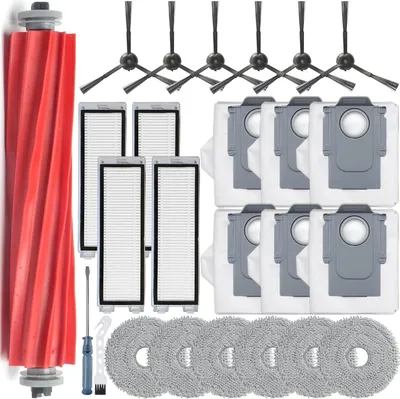 Produktbild von 23 Stück Kompatible mit Roborock Qrevo Zubehörset Saugroboter【Not for Q Revo S/Pro/Maxv】,1 Hauptbürste,4 Hepa-Filter,6 Seitenbürsten,6 Wischtücher,6 Staubbeutel,Qrevo Ersatzteile