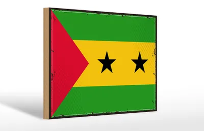Produktbild von Holzschild Flagge São Tomé und Príncipe 30x20cm Retro Flag