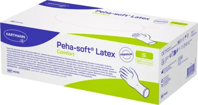 A box of Peha-soft Latex gloves.
