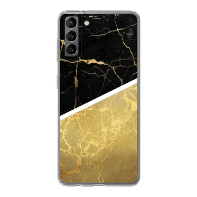Produktbild von MuchoWow® Handyhülle Schutzhülle Hülle für Samsung Galaxy S21 Plus Marmor - Schwarz - Gold Silikon Softcase Handy Hülle - Handy-Tasche