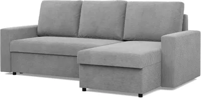 Produktbild von Mebligo Ecksofa, Cord, Grau, mit Schlaffunktion, 140x200 cm Schlafbereich, Neo, universell