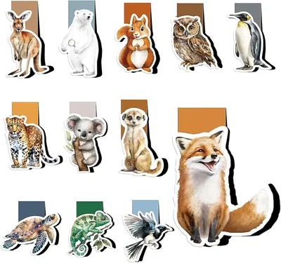 Produktbild von Magnetische Lesezeichen, 12 Tierdesigns, für Kinder, Bunte Farben