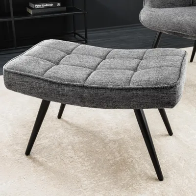 Produktbild von riess-ambiente Moderner Hocker SCANDINAVIA grau Strukturstoff Metallbeine Fußhocker Sitzhocker