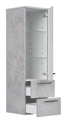 Produktbild von Hochschrank 120 cm in Beton mit Glaseinlagen