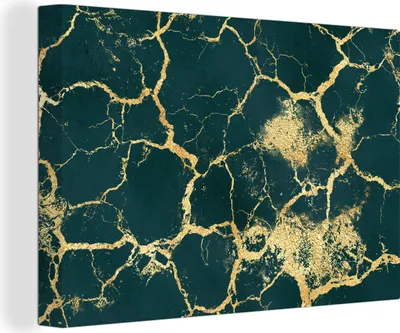 Obrázok produktu pre OneMillionCanvasses® - Obrazy na plátne - 150x100 cm, Mramor - Zelená - Zlatá, Nástenná umelecká tlač Nástenná dekorácia - Fotografia na plátne - Obraz na drevenom ráme