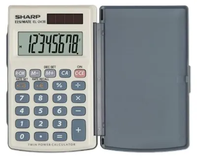 Zdjęcie produktu dla Sharp EL-243E, Kieszeń, Podstawowy kalkulator, 8 cyfr(y), 1 linii, Bateria, Szary, Biały