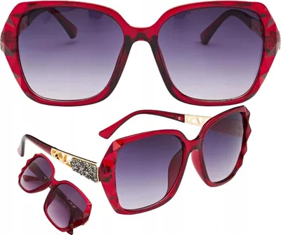 Produktbild von EDIBAZZAR | Große, polarisierte, rote, quadratische UV-Sonnenbrille für Damen