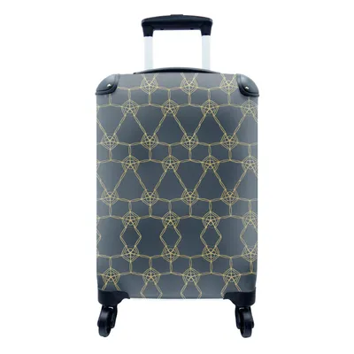 Produktbild von MuchoWow® Koffer Handgepäck Trolley Rollkoffer Kleine Reisekoffer mit 4 Rollen - Muster - Blau - Gold - Cabin Size < 55x40x23 cm & 55x40x20 cm - Fotokoffer - Kabinenkoffer - Boardgepäck - Reise-Box - Reisekoffer - Reisegepäck - Koffer mit Bild - Trolley für Kinder