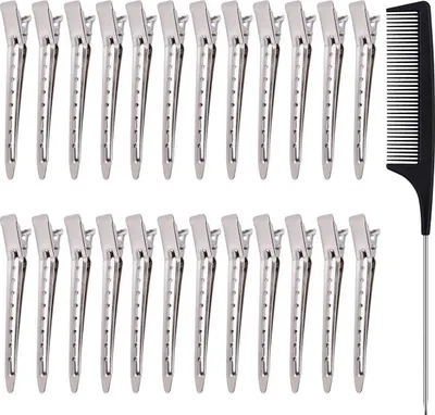 Produktbild von 24 Stück Entenschnabel-Clips, Metall-Haarspangen mit Styling-Kamm