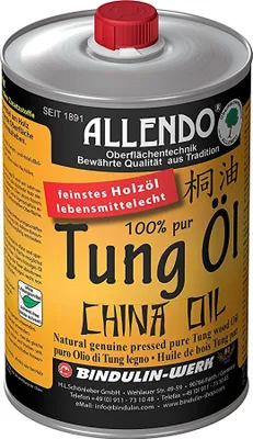 Produktbild von Allendo® 100% pures Tung Öl, für Innen & Außen, Holzimprägnierung farblos seidenmatt von Bindulin-1L