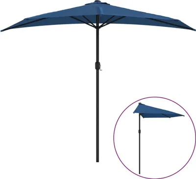 Image de Parasol balcon Mât en aluminium bleu 270x144x222cm semi-circulaire