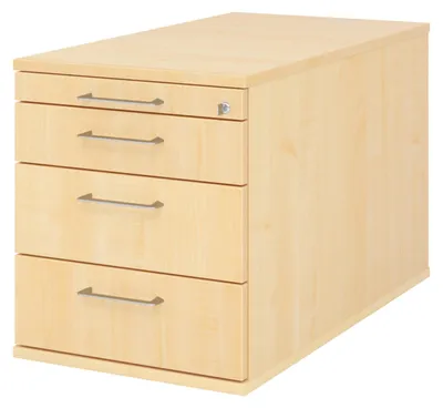 Produktbild von bümö office Rollcontainer - mit 3 Schubladen - Nachbildung Ahorn, Griff: Bügelgriff (Metall)