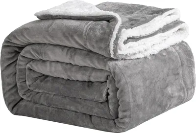 Produktbild von Kuscheldecke 160x200cm Grau Fleecedecke Wohndecke Decke Sherpa Sofaš¹berwurf Couchdecke Warm Winter Weich (Grau, 160x200cm)