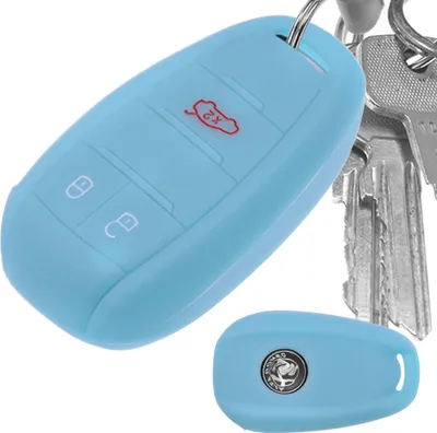 Produktbild von Auto Schlüssel Hülle Silikon Schutz Cover Fluoreszierend Blau kompatibel mit ALFA Romeo Giulia Stelvio Giulietta 3 Tasten KEYLESS SMARTKEY
