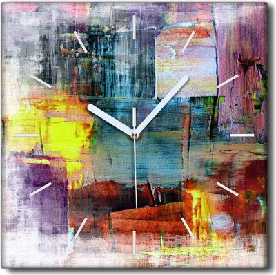 Produktbild von Coloray Uhr auf Leinwand 30x30 cm Wand Uhr Dekoration Wohnzimmer Segeltuch weiße Zeiger -Abstraktion Kunstkunst