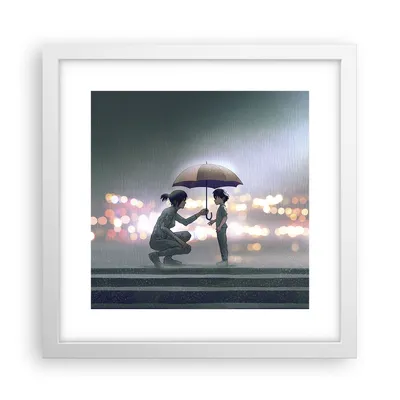 Produktbild von Gerahmtes Poster - Weißer Rahmen - Manga Regenschirm Hilfe - 30x30 cm - Wand Bild - Wanddeko - Wandbilder - Kunstposter - Wandposter - Bilderrahmen - Bilder - Kunstdruck - P2WAC30x30-4741