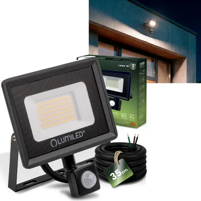 Produktbild von LUMILED LED Strahler mit Bewegungsmelder für Außen 50W 5000lm Neutralweiß 4000K IP44 Spritzwasserdicht LED Fluter Außenstrahler für Garten Garage Hof Wand Dämmerungssensor Scheinwerfer Flutlichter schwarz Flutlichtstrahler