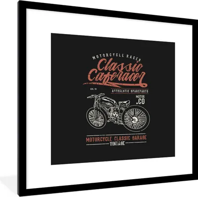 Produktbild von MuchoWow® MuchoWow® Gerahmtes Poster Mancave - Motor - Retro - Zitate 40x40 cm - Poster mit zchwarzem Bilderrahmen - Poster - Plakat im Rahmen