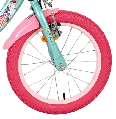 Produktbild von Volare Unicorn Kinderfahrrad – Mädchen – 16 Zoll – Grün – Zwei Handbremsen