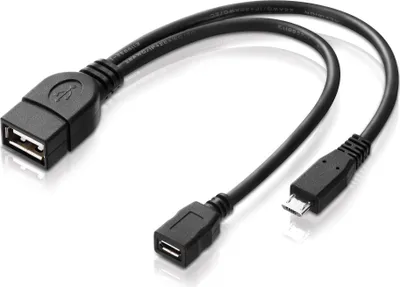 Produktbild von adaptare 40228 USB-OTG Adapter-Kabel Micro-USB 2.0-Stecker USB-Buchse Typ A + Strom-Anschluss für externe Festplatte und andere Geräte