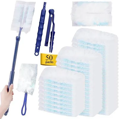 Image de 52 sachets pour aspirateur, compatibles avec Swiffer, chiffons jetables à deux poignées, sachets pour aspirateur destinés aux animaux domestiques et à la poussière