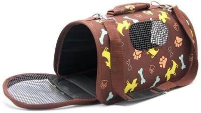Imagen del producto de Mochila de transporte para mascotas Ibenzoa®: elegante y cómoda, fabricada en nylon, disponible en tallas S/M/L (37x22x20 – 51x26x29 cm), en colores , azul y marrón, para mascotas de hasta 7 kg, ideal para viajes en avión