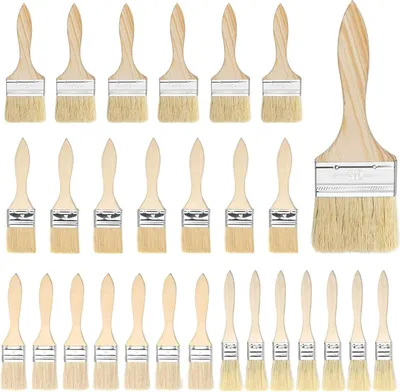 Produktbild von Lazuurpinselset mit 28 Pinseln - 24-58 cm breit - Holzgriff - Farbe Beizen Kleber - Malzubehör