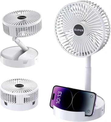 Produktbild von Tischventilator, USB Ventilator, Mini Ventilator, 3 Geschwindigkeiten, Leise, Faltbarer & Einziehbarer