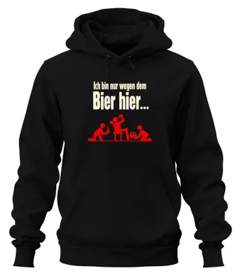 Productafbeelding van Ik ben hier alleen maar voor het bier, feest, alcohol, JGA (Junggesellenabschied) hoodie, sweater, zwart, XL