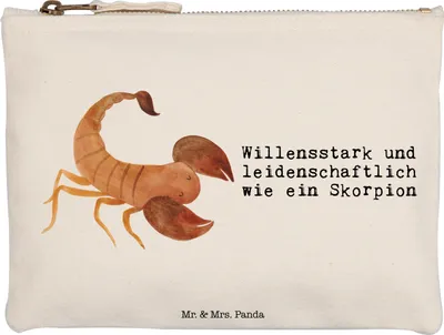Produktbild von Mr. & Mrs. Panda Federtasche Sternzeichen Skorpion Größe M - Weiß - Geschenk, Etui, Kulturbeutel, Pouch, aufbewahrungstasche, Geburtstag Oktober, November, Skorpione