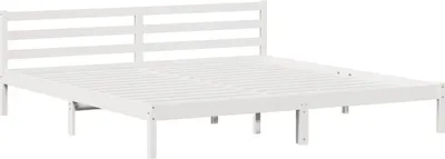 Image de vidaXL Cadre de lit blanc 215,5 x 205,5 x 69,5 cm Bois massif Pin