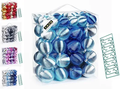Produktbild von JACK by Inge 50x Kunststoff Kugeln Christbaumkugeln Ø 4 + 6 cm Rillenkugeln Box Blau