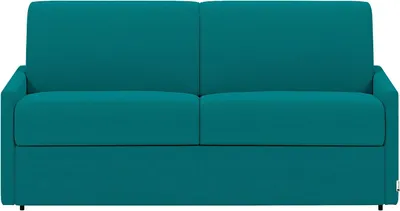 Produktbild von 4-Sitzer-Schlafsofa mit Express-Klappmechanismus aus Stoff – Farbe: Türkis – Liegefläche: 160 cm – 22 cm dicke Memory-Schaum-Matratze von CALIFE