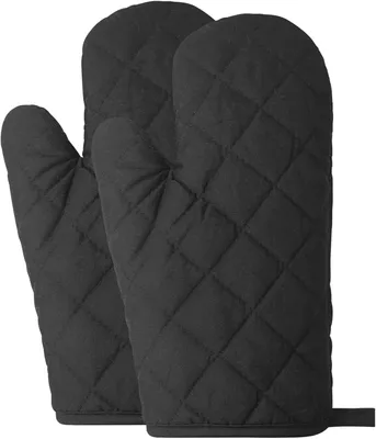 Obrázok produktu pre Chňapky do rúry 27 x 16 cm, 250 °C, bavlna, varenie, čierna, 2 ks